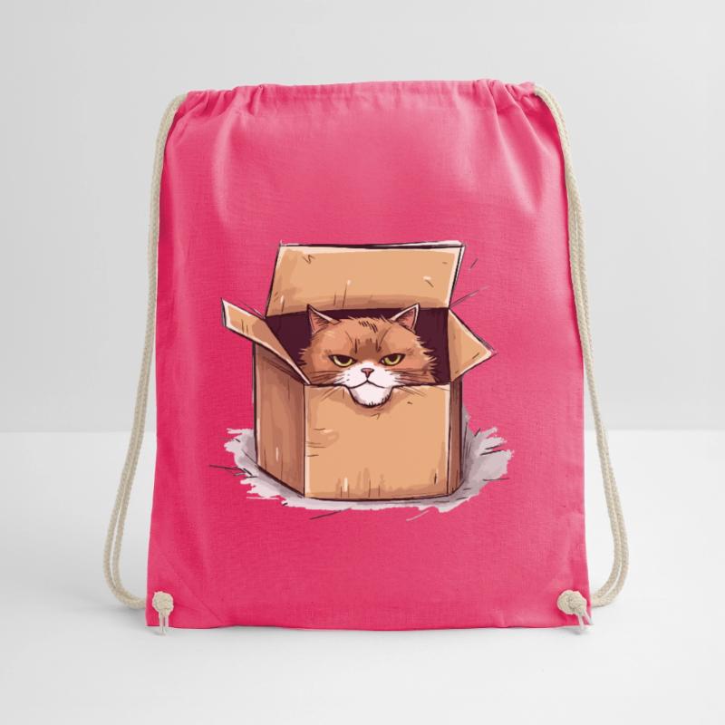 Cat grumpy grumpy grumpy sits in the box Drawstring Bag