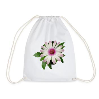 PURPLE AND WHITE CAPE BASKET FLOWER - Drawstring Bag - white - Front