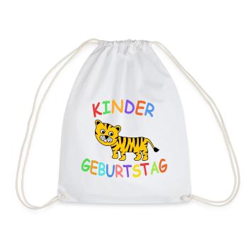 Kindergeburtstag mit Tiger - Turnbeutel - Weiß - Vorne
