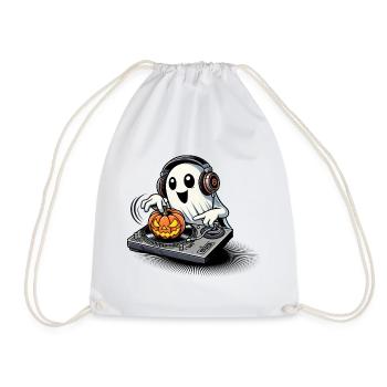 Joyeux fantôme d’Halloween en tant que DJ avec une citrouille - Sac de sport léger - blanc - Devant