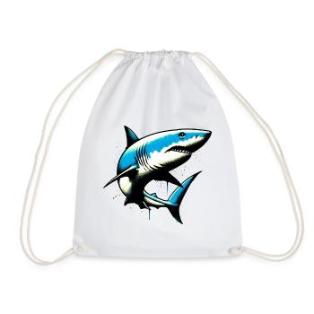 Shark - Drawstring Bag - white - Front