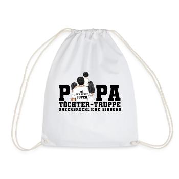Dad Daughters Troop Illustration - Drawstring Bag - white - Front
