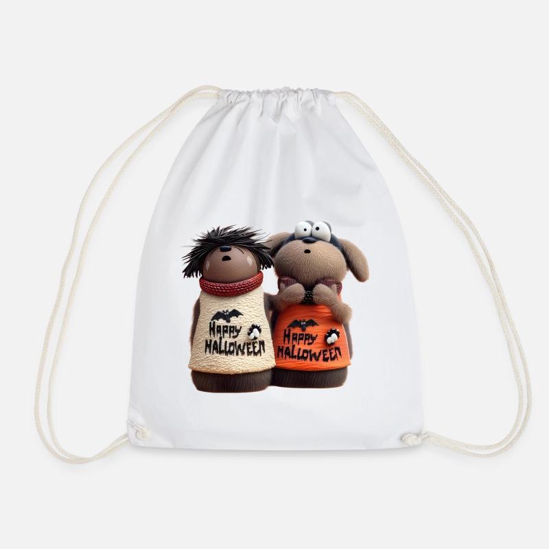 Double Spooky Trouble – Lustige Halloween Wooligans - Turnbeutel - Weiß
