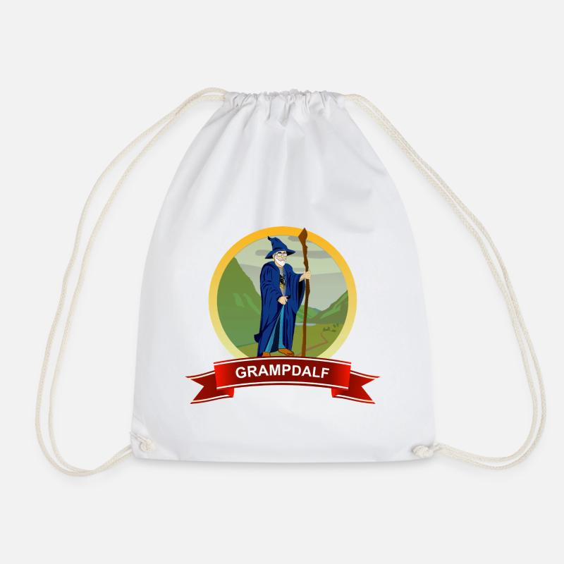 Grampdalf Wizard Crest - Drawstring Bag - white