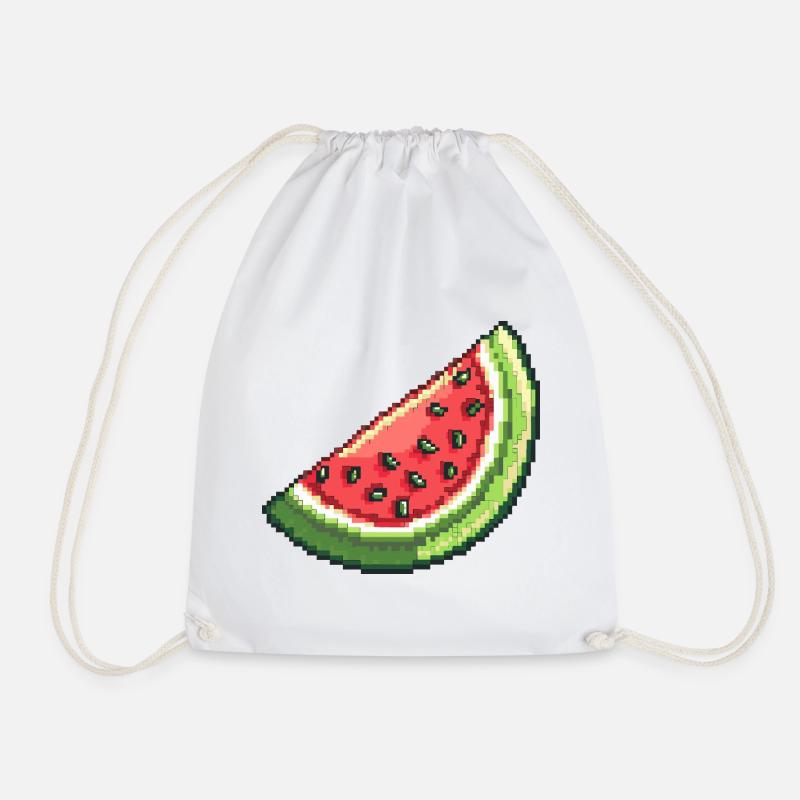 Pixel Wassermelone Slice - Turnbeutel - Weiß