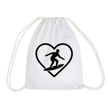 Surfing Heart - Drawstring Bag - white - Front