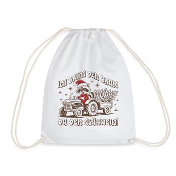 J’apporte l’arbre – Tracteur de Noël amusant - Sac de sport léger - blanc - Devant