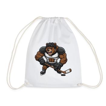 ours musclé joueur de hockey sur glace dessin animé - Sac de sport léger - blanc - Devant