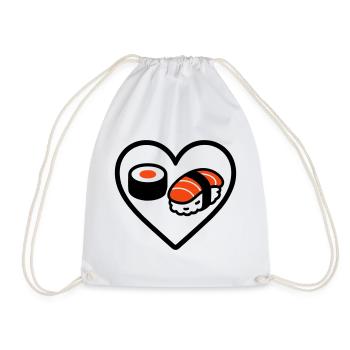 Sushi Herz Maki Lachs Japan Food Lover - Turnbeutel - Weiß - Vorne