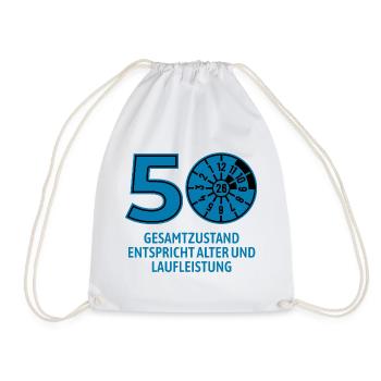 HU Februar 2026 - 50 Jahre - Geburtstag Geschenk - Turnbeutel - Weiß - Vorne