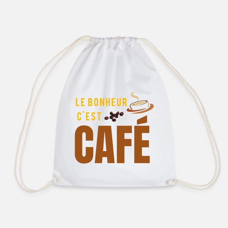 Happiness is coffee - Drawstring Bag - white