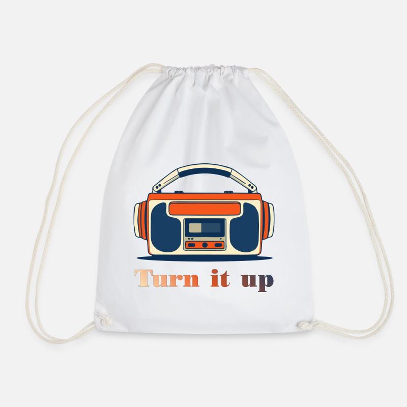 Turn It Up Vintage Radio - Drawstring Bag - white