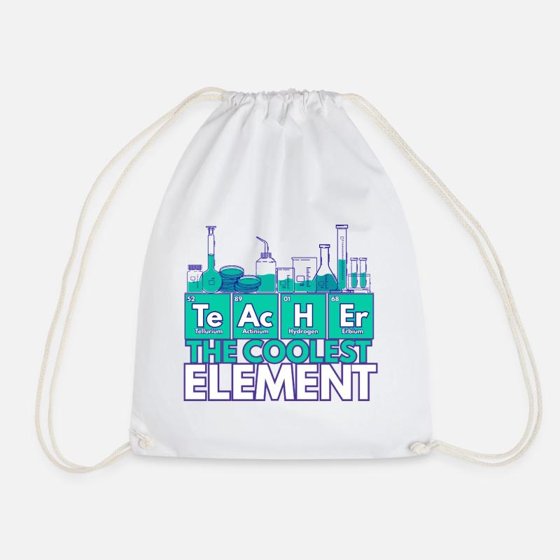 Teacher – The Coolest Element | Chemistry theme - Drawstring Bag - white