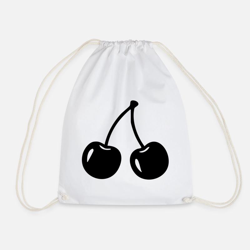 Cherry Silhouette – Sweet Fruit Design - Drawstring Bag - white