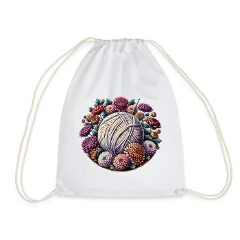 Boule de laine florale avec fleurs - Sac de sport léger - blanc - Devant
