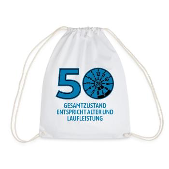HU Mai 2026 - 50 Jahre - Geburtstag Geschenk - Turnbeutel - Weiß - Vorne