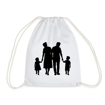 Familie Silhouette Liebe Kinder Eltern Mama Papa - Turnbeutel - Weiß - Vorne