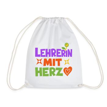 Lehrerin mit Herz!  - Turnbeutel - Weiß - Vorne