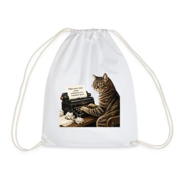 Romanautor Cat - Turnbeutel - Weiß - Vorne