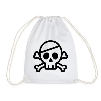 Skull - Drawstring Bag - white - Front