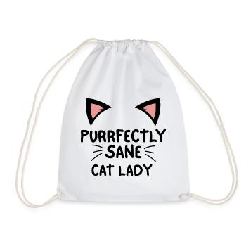 Purrfekt vernünftige Katzen-Damen-Shirt | Lustiges Katzen-Mama-T-Shirt - Turnbeutel - Weiß - Vorne