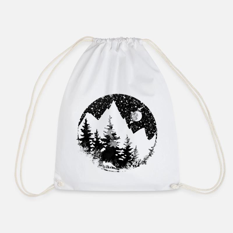 Mountain landscape at night - Drawstring Bag - white