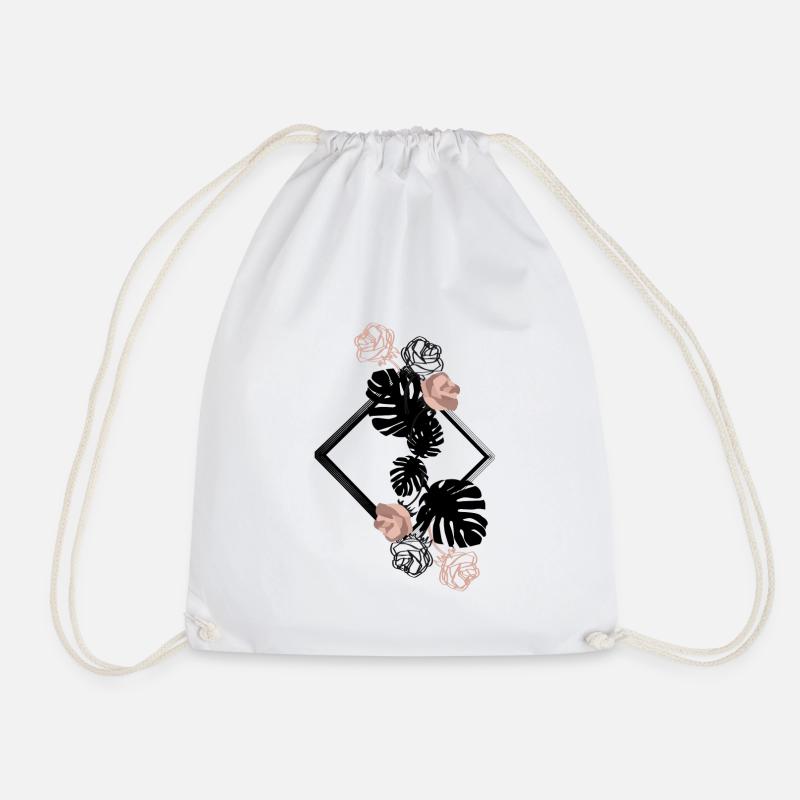 Roses flowers pink - Drawstring Bag - white