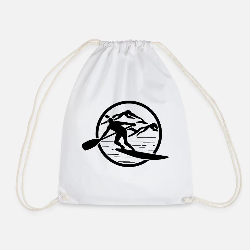 SUP Board And Paddle - Drawstring Bag - white