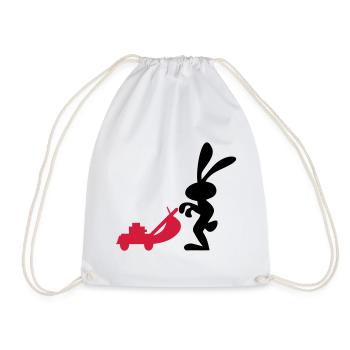 lawn mower - Drawstring Bag - white - Front