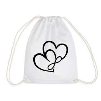 Two Hearts Infinite Love Infinite Love - Drawstring Bag - white - Front
