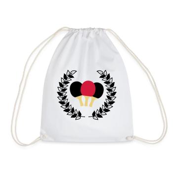 table tennis bats wreath - Drawstring Bag - white - Front