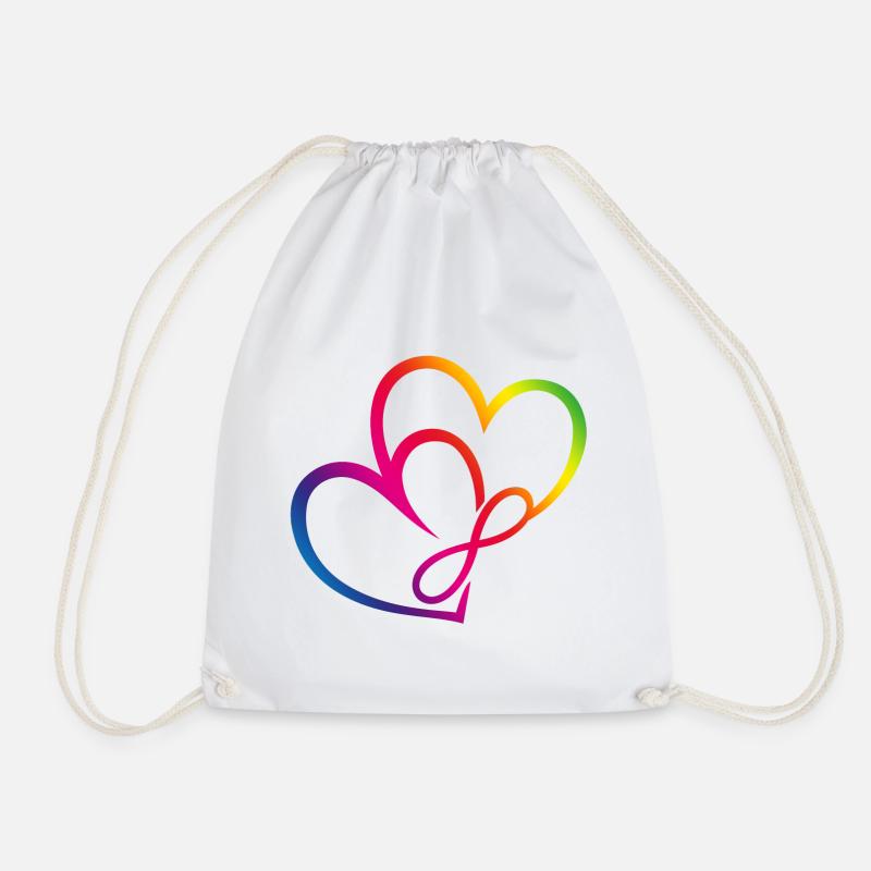 Zwei Herzen Regenbogen Infinity Love CSD LGBT - Turnbeutel - Weiß