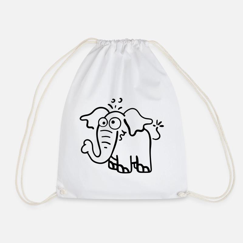 Knuffiger Elefant - Turnbeutel - Weiß