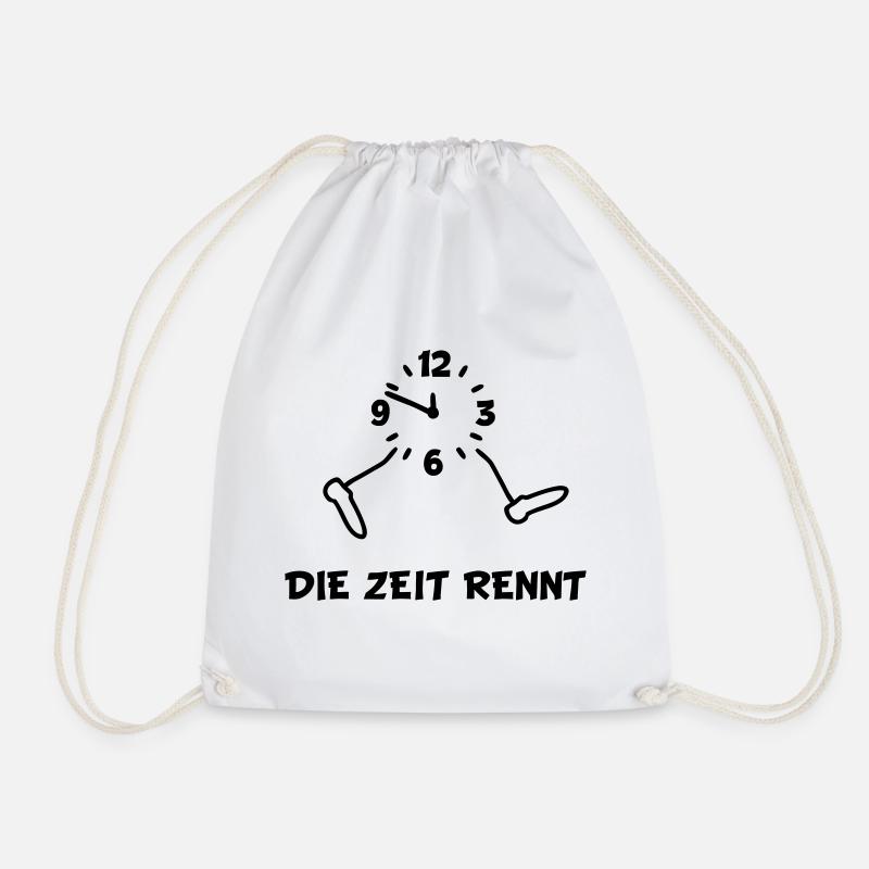 Uhr - Zeit Rennt - Turnbeutel - Weiß