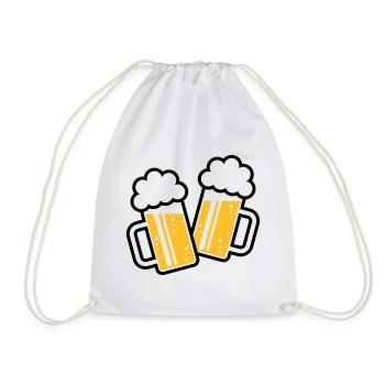 2 Maßkrüge Stoßen An, Prosit! (Bier Maßkrug / 2C) - Turnbeutel - Weiß - Vorne