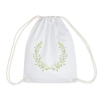 delicately bright green branches with fine lines - Drawstring Bag - white - Front
