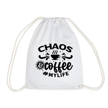 Chaos & Coffee - Drôle de dicton de café - Sac de sport léger - blanc - Devant