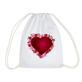 Cœur de roses rouges de la Saint-Valentin pour les amoureux - Sac de sport léger - blanc - Devant