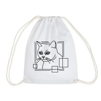 Chat en forme géométrique - Conception d’art au trait - Sac de sport léger - blanc - Devant