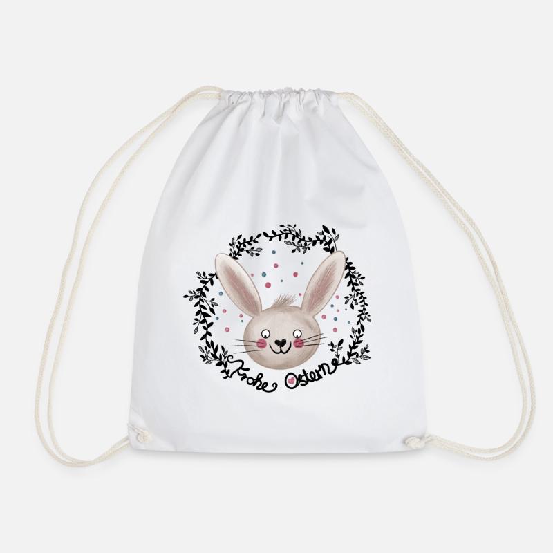 Easter Happy Easter Illustration - Drawstring Bag - white