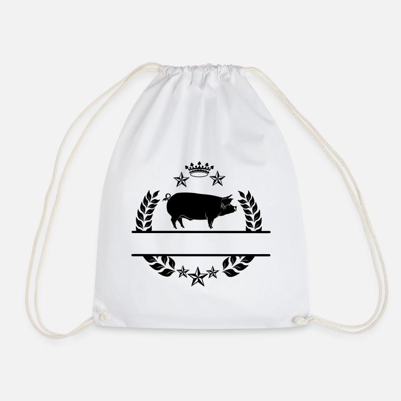 Cochon en couronne de laurier avec étoiles et couronne - Sac de sport léger - blanc