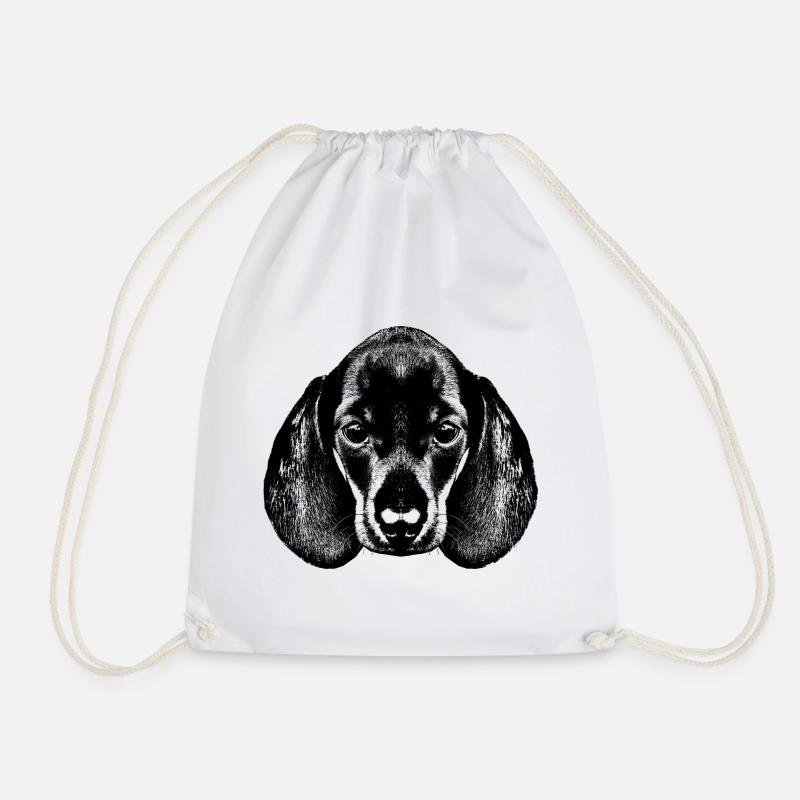 Teckel / Dackel / Dachshund / Portrait - Turnbeutel - Weiß