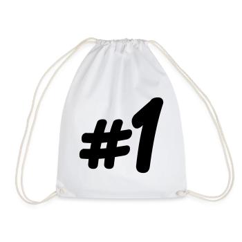 Number 1 # - Drawstring Bag - white - Front