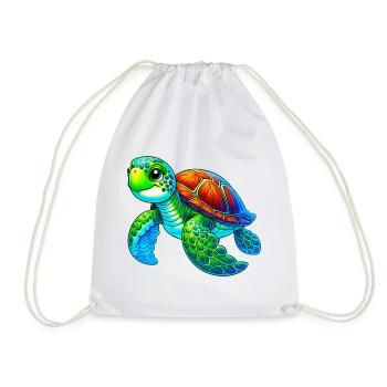 Turtle - Drawstring Bag - white - Front