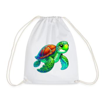 Turtle - Drawstring Bag - white - Front