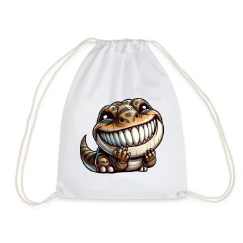 Mignon timide timide dinosaure dessin animé - Sac de sport léger - blanc - Devant