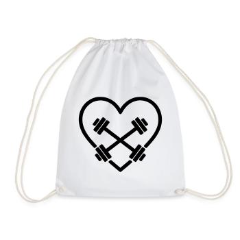 Weightlifting Heart Fitness Gym Strength - Drawstring Bag - white - Front