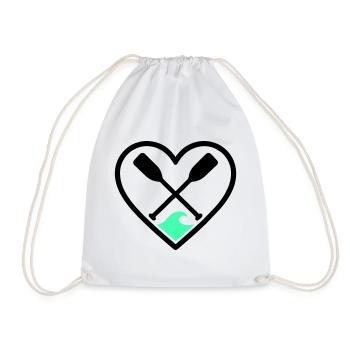 Canoe Kayak Heart Paddles Wave Sport Nature - Drawstring Bag - white - Front