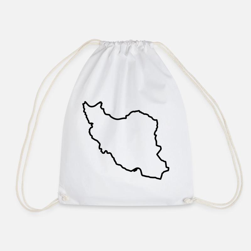 Iran Map Silhouette Persia - Drawstring Bag - white