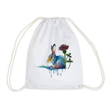 Colorful bunny with clover - Drawstring Bag - white - Front